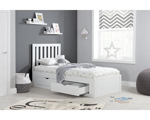 3ft Single White Wood Storage 4 Drawer Bed Frame